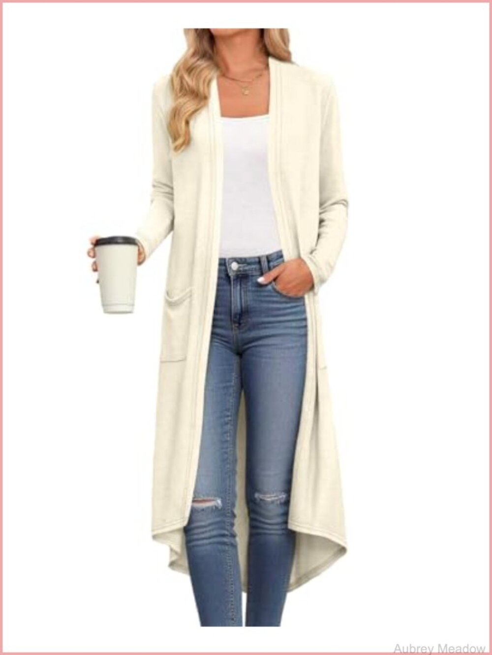 Womens Long Cardigan Lightweight Open Front Sweater with Pockets